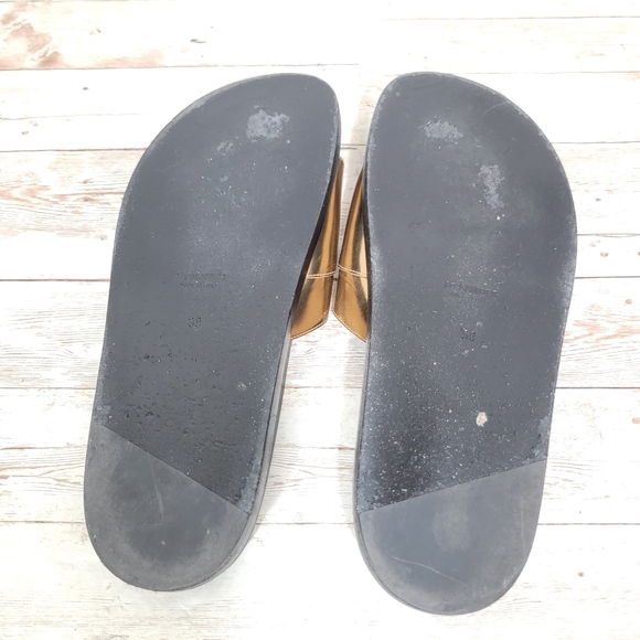 Jil Sander Black & Gold Mirrored Leather Slides - size 39 - Picture 8 of 13